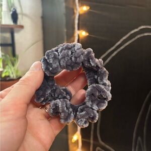 ✨2/$12✨Large Soft Velvet Handmade Silver/Gray Scrunchy!